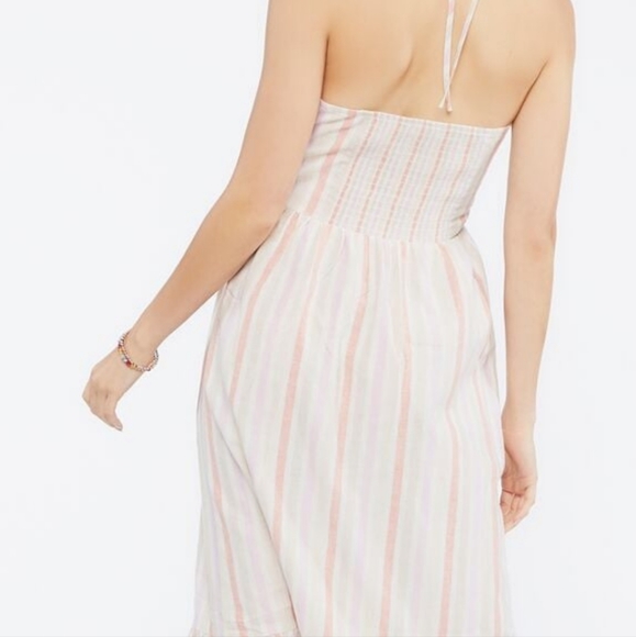 Forever 21 White Linen Feel pink maxi dress - Picture 2 of 5